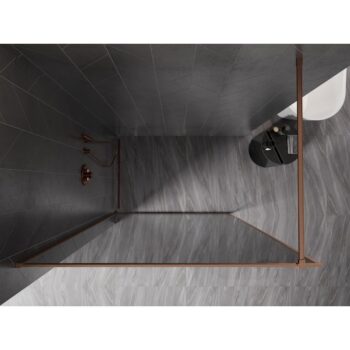 MEXEN/S - Kyoto-XF Sprchová zástena WALK-IN s rámom 80 x 202, grafit 10 mm, meď kartáčovaná 800-080-104-65-40-X