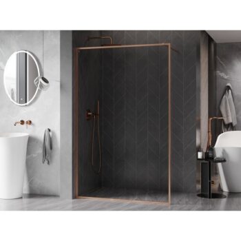MEXEN/S - Kyoto-XF Sprchová zástena WALK-IN s rámom 80 x 202, transparent 10 mm, meď kartáčovaná 800-080-104-65-00-X