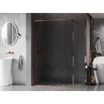 MEXEN/S - Kyoto-XF Sprchová zástena WALK-IN s rámom 80 x 202, transparent 10 mm, ružové zlato 800-080-104-60-00-X