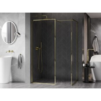 MEXEN/S - Kyoto-XF Sprchová zástena WALK-IN s rámom 80 x 70, transparent 10 mm, zlato 800-080-202-04-50-070-XF