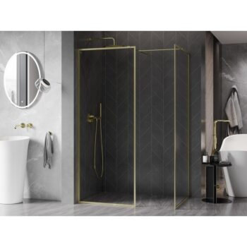 MEXEN/S - Kyoto-XF Sprchová zástena WALK-IN s rámom 80x70, transparent 10 mm, zlato kefovaná 800-080-202-04-55-070-XF