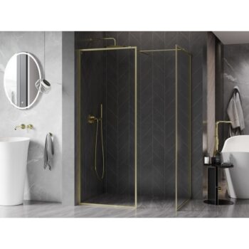 MEXEN/S - Kyoto-XF Sprchová zástena WALK-IN s rámom 80x80, transparent 10 mm, zlato kefovaná 800-080-202-04-55-080-XF