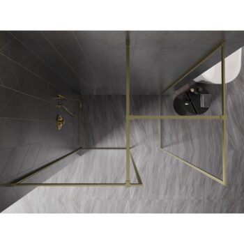 MEXEN/S - Kyoto-XF Sprchová zástena WALK-IN s rámom 80x80, transparent 10 mm, zlato kefovaná 800-080-202-04-55-080-XF