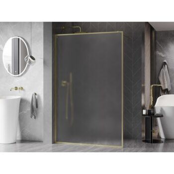 MEXEN/S - Kyoto-XF Sprchová zástena WALK-IN s rámom 90 x 202, dekor 10 mm, zlato kefovaná 800-090-104-55-30-X