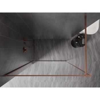 MEXEN/S - Kyoto-XF Sprchová zástena WALK-IN s rámom 90 x 202, transparent 10 mm, meď kartáčovaná 800-090-104-65-00-X