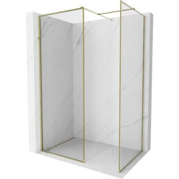 MEXEN/S - Kyoto-XF Sprchová zástena WALK-IN s rámom 90 x 80, transparent 10 mm, zlato 800-090-202-04-50-080-XF