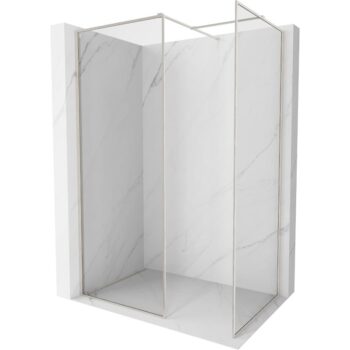 MEXEN/S - Kyoto-XF Sprchová zástena WALK-IN s rámom 90 x 90, transparent 10 mm, nikel kartáčovaný 800-090-202-04-97-090-XF