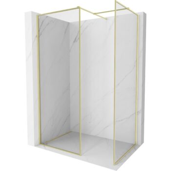 MEXEN/S - Kyoto-XF Sprchová zástena WALK-IN s rámom 90x80, transparent 10 mm, zlato kefovaná 800-090-202-04-55-080-XF