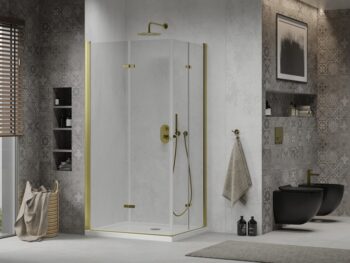 MEXEN/S - Lima Duo sprchový kút 90x80, transparent, zlatá + vanička so sifónom 856-090-080-50-02-4010G