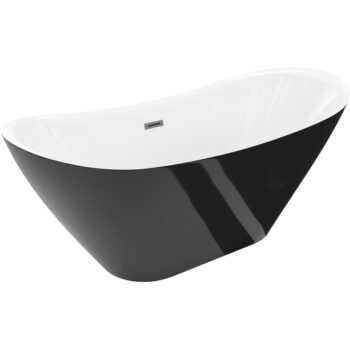 MEXEN/S - Lotos voľne stojaca vaňa 170 x 75, biela/čierna, sifón a prepad grafit metal 52051707775-95