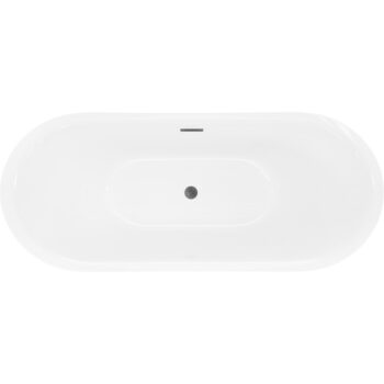 MEXEN/S - Lotos voľne stojaca vaňa 180 x 75, biela, sifón a prepad grafit kartáčovaná 52051807700-66