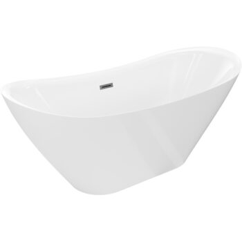 MEXEN/S - Lotos voľne stojaca vaňa 180 x 75, biela, sifón a prepad grafit kartáčovaná 52051807700-66