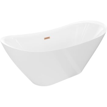 MEXEN/S - Lotos voľne stojaca vaňa 180 x 75, biela, sifón a prepad meď kartáčovaná 52051807700-65