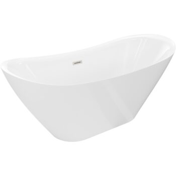 MEXEN/S - Lotos voľne stojaca vaňa 180 x 75, biela, sifón a prepad nikel kartáčovaný 52051807700-97