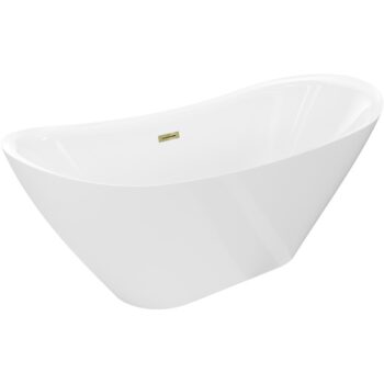 MEXEN/S - Lotos voľne stojaca vaňa 180 x 75, biela, sifón a prepad zlatá 52051807700-50