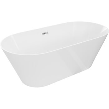 MEXEN/S - Luna Slim voľne stojaca vaňa 170 x 75, biela, sifón a prepad chróm 52041707500-01