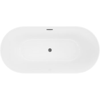 MEXEN/S - Luna Slim voľne stojaca vaňa 170 x 75, biela, sifón a prepad grafit kartáčovaná 52041707500-66