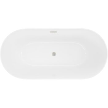 MEXEN/S - Luna Slim voľne stojaca vaňa 170 x 75, biela, sifón a prepad nikel kartáčovaný 52041707500-97