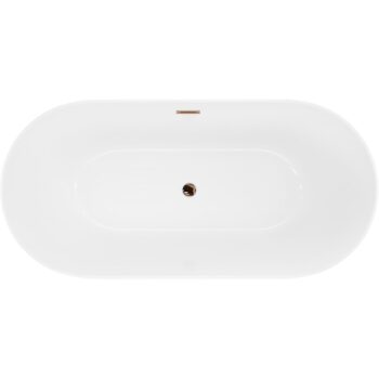 MEXEN/S - Luna Slim voľne stojaca vaňa 170 x 75, biela, sifón a prepad ružové zlato 52041707500-60