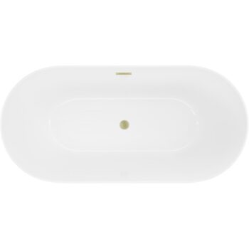 MEXEN/S - Luna Slim voľne stojaca vaňa 170 x 75, biela, sifón a prepad zlatá kartáčovaná 52041707500-55