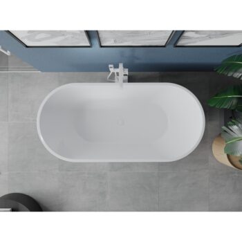 MEXEN/S - Luna voľne stojaca vaňa 140 x 75, biela/čierna, sifón a prepad biela 52031407575-20
