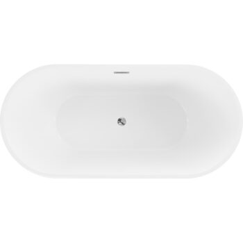 MEXEN/S - Luna voľne stojaca vaňa 140 x 75, biela/čierna, sifón a prepad chróm 52031407575-01