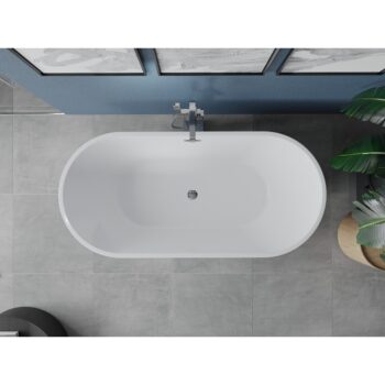 MEXEN/S - Luna voľne stojaca vaňa 140 x 75, biela/čierna, sifón a prepad chróm 52031407575-01