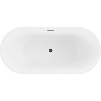 MEXEN/S - Luna voľne stojaca vaňa 140 x 75, biela/čierna, sifón a prepad čierna 52031407575-70
