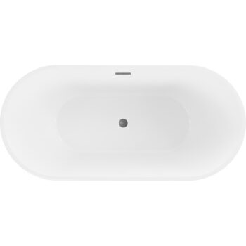 MEXEN/S - Luna voľne stojaca vaňa 140 x 75, biela/čierna, sifón a prepad grafit kartáčovaná 52031407575-66