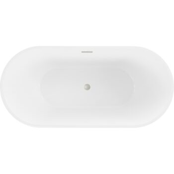 MEXEN/S - Luna voľne stojaca vaňa 140 x 75, biela/čierna, sifón a prepad nikel kartáčovaný 52031407575-97