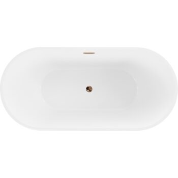 MEXEN/S - Luna voľne stojaca vaňa 140 x 75, biela/čierna, sifón a prepad ružové zlato 52031407575-60