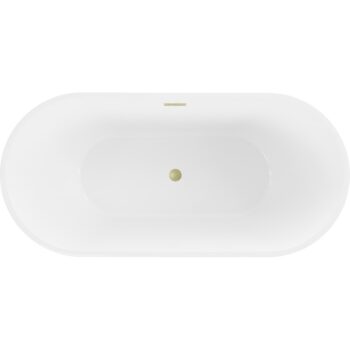 MEXEN/S - Luna voľne stojaca vaňa 140 x 75, biela/čierna, sifón a prepad zlatá kartáčovaná 52031407575-55
