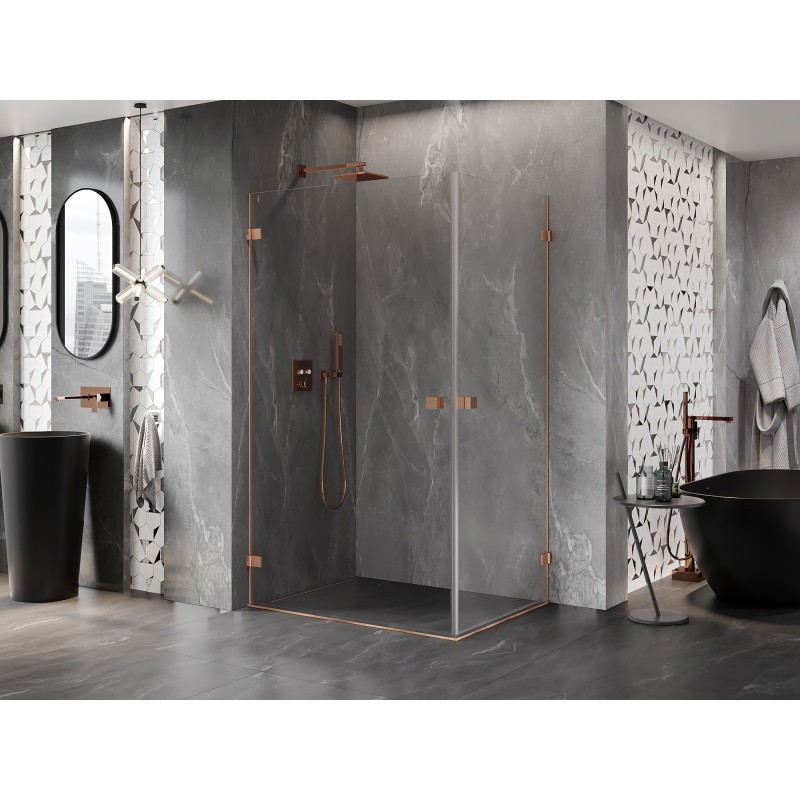 MEXEN/S - Lunar-B Duo sprchovací kút dvere krídlové 100 x 70, transparent, meď kartáčovaná 832-100L-070P-65-00 MEXEN/S - Lunar-B Duo sprchovací kút dvere krídlové 100 x 70, transparent, meď kartáčovaná 832-100L-070P-65-00