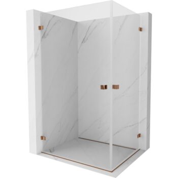 MEXEN/S - Lunar-B Duo sprchovací kút dvere krídlové 75 x 70, transparent, ružové zlato 832-075L-070P-60-00