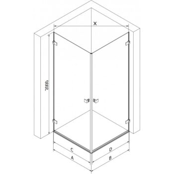 MEXEN/S - Lunar-B Duo sprchovací kút dvere krídlové 80 x 70, transparent, chróm 832-080L-070P-01-00