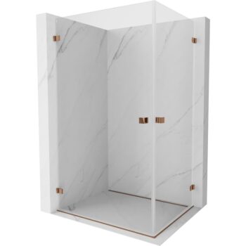 MEXEN/S - Lunar-B Duo sprchovací kút dvere krídlové 80 x 70, transparent, ružové zlato 832-080L-070P-60-00