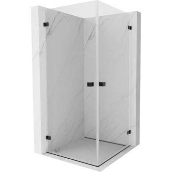 MEXEN/S - Lunar-B Duo sprchovací kút dvere krídlové 80 x 80, transparent, čierna 832-080L-080P-70-00