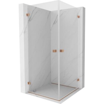 MEXEN/S - Lunar-B Duo sprchovací kút dvere krídlové 80 x 80, transparent, meď kartáčovaná 832-080L-080P-65-00