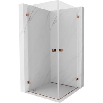 MEXEN/S - Lunar-B Duo sprchovací kút dvere krídlové 80 x 80, transparent, ružové zlato 832-080L-080P-60-00