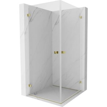 MEXEN/S - Lunar-B Duo sprchovací kút dvere krídlové 80 x 80, transparent, zlato 832-080L-080P-50-00