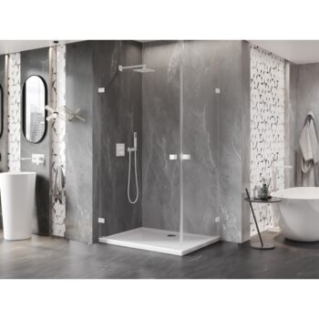 MEXEN/S - Lunar-B Duo sprchovací kút dvere krídlové 85 x 75, transparent, biela 832-085L-075P-20-00