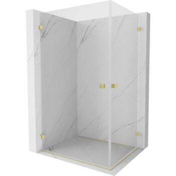 MEXEN/S - Lunar-B Duo sprchovací kút dvere krídlové 85 x 75, transparent, zlato kartáčovaná 832-085L-075P-55-00