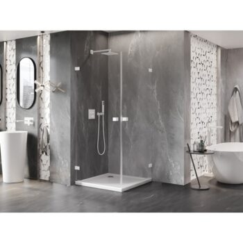 MEXEN/S - Lunar-B Duo sprchovací kút dvere krídlové 85 x 85, transparent, biela 832-085L-085P-20-00