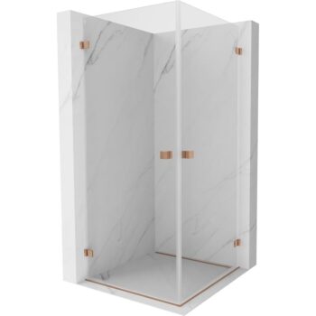 MEXEN/S - Lunar-B Duo sprchovací kút dvere krídlové 85 x 85, transparent, meď kartáčovaná 832-085L-085P-65-00