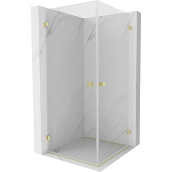 MEXEN/S - Lunar-B Duo sprchovací kút dvere krídlové 85 x 85, transparent, zlato kartáčovaná 832-085L-085P-55-00