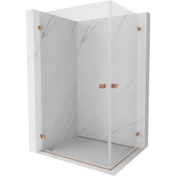 MEXEN/S - Lunar-B Duo sprchovací kút dvere krídlové 90 x 70, transparent, meď kartáčovaná 832-090L-070P-65-00