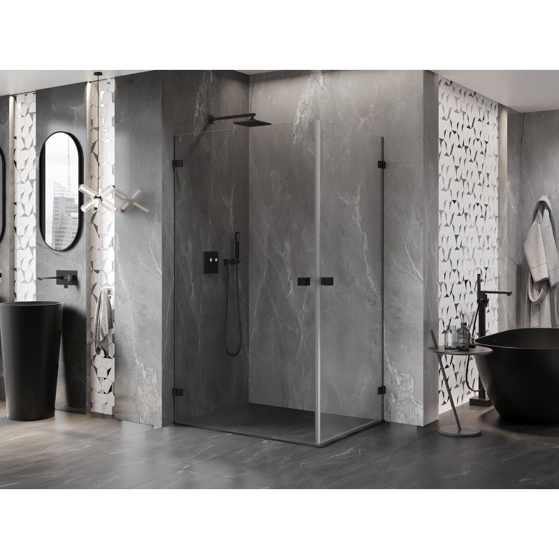 MEXEN/S - Lunar-B Duo sprchovací kút dvere krídlové 90 x 80, transparent, čierna 832-090L-080P-70-00 MEXEN/S - Lunar-B Duo sprchovací kút dvere krídlové 90 x 80, transparent, čierna 832-090L-080P-70-00