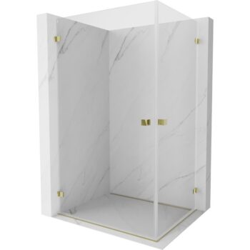 MEXEN/S - Lunar-B Duo sprchovací kút dvere krídlové 90 x 80, transparent, zlato 832-090L-080P-50-00