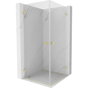 MEXEN/S - Lunar-B Duo sprchovací kút dvere krídlové 90 x 90, transparent, zlato kartáčovaná 832-090L-090P-55-00