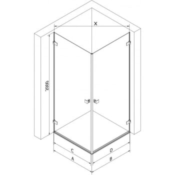 MEXEN/S - Lunar-B Duo sprchovací kút dvere krídlové 95 x 75, transparent, chróm 832-095L-075P-01-00